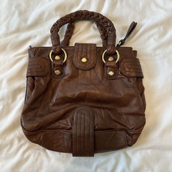 Vintage Y2K Guess Brown Leather Hand Bag Crown Logo With Shoulder Strap - Picture 5 of 10